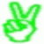 Four distinct icons arranged in a : green peace sign, blue pointing hand, black-and-white house with path, and yellow pizza slice with red toppings