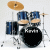 A 2-frame contact sheet showing a blue and black drum kit with cymbals, displayed side-by-side on a gray background.