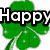 Green four-leaf clover with white text 'Happy St. Patrick's Day' over a white background, and red heart-shaped clover on pink background below.
