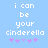 Light blue background with white pixelated text reading "i can be your cinderella" and five purple pixelated stars below the text.