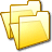 Pixelated golden-yellow folder icon with brown borders, layered in a 3D stack against a gray background, no visible text or symbols.