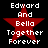 Red star with white text "Edward And Bella Together Forever" on black background, two identical static frames shown side-by-side.