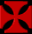 Red cross-shaped icons with varying shades and 3D effects appear in a vertical sequence against black backgrounds.