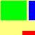 A static 50x50 pixel buddy icon composed of four distinct color blocks: bright green, blue, yellow, and red with visible pixelation and no discernible subjects or text.