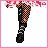 Pixel art of a blonde woman in a checkered top and pink skirt, with animated expressions and text variations