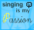 Animated sequence of a blue background with 'singing is my Passion' text, showing yellow highlight changes on letters across frames.