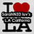 Static image of "I ❤️ LA" text with red heart symbol replacing the word love, displayed in black block letters on light gray background.