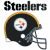 A split-screen animated contact sheet showing two frames of a Pittsburgh Steelers-themed buddy icon with pixelated text and helmet graphics on white and green backgrounds.
