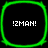 Four identical square with rounded corners display white text on black backgrounds, each bordered by a bright green glowing outline