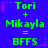 Blue background with green text displaying 'Tori + Mikayla = BFFS' repeated in two , surrounded by pink star and dotted line decorations