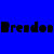 Blue background with black pixelated text reading 'Brendon' in a blocky, low-resolution style.
