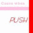 Pixelated text fragments in red and pink on white background with bold red borders, forming a partial phrase across multiple sections.