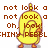 Pixelated yellow chick with orange feet and beak, standing against white background with brown pixel text repeating 'not look a' and 'Oh, look! CHINY PEEBL'
