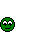 Green pixelated circular face with white eyes and a neutral expression, paired with yellow speech bubbles containing text like 'SIGH!', 'OH...', 'HERO!', 'HAH!', 'GFF!', 'SAY...', 'WUT?', and '??!?' on a gray background.