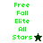 Green pixelated text 'Free Fall Elite All Stars' appears on white, dark green, and gray backgrounds with a black star icon above the word 'Stars' in one view and a white star icon below it in another.