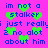 Pixelated text on bright pink background with green heart shapes, repeating phrases about not being a stalker.