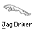 Pixelated grayscale image of a jaguar paw print with text 'Jag Driver' below it on a solid gray background.