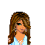 A 3x3 contact sheet of pixel art frames showing a female character with long brown hair, light blue crop top, white pants, and silver shoes across multiple poses and text elements.