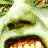 A contact sheet of five animated frames showing a green-skinned vampire face with progressively more prominent fangs and open mouth across the sequence.