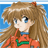 A pixelated anime-style character with long brown hair and blue eyes wearing an orange jacket over a blue shirt, positioned next to black background text reading "Anime IM" and "COM" in white pixelated font.