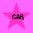 Four pink star-shaped icons with black text "CAR" centered on each, arranged in a against a solid pink background