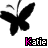 Black butterfly icon with pink text 'Katie' below, showing pixelated animation frames where the left wing shifts position across observations.