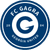 Circular blue and white icon with a large central 'G' surrounded by text reading 'THE GAGGER' in the upper arc, pixelated rendering on gray background.