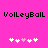 Pixelated text 'VolleyBall' appears twice on a bright pink background with two of white and light pink plus signs below