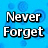 Blue background with light blue circular patterns and bold white text reading "Never Forget" on left, "June 16th" on right.