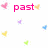Pixelated text words 'past', 'present', 'future', 'decide', and 'cant' appear in various colors on a white background with scattered heart shapes.