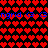 A static digital image features a repeating pattern of red pixelated hearts on black background with blue text "ngrid <3" in two horizontal bands.