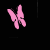 Pink butterfly icons and white text 'kayla' on black background with heart symbols at bottom right.