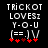 Pixelated text and symbols on black background with red star-like shapes, showing animation change in one red shape.
