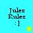 A four- displays 'Jules Rules :]'; the top-right and bottom-left have a yellow star, while the bottom-left has a blue star