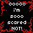 Black background with red pixelated border and white text reading 'ooooo i'm sooo scared HOT!' repeated in four identical quadrants.