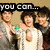 Four young men pose together in a of four with text overlays reading 'you can...', 'lick it', 'shake it', and 'and dunk it'