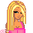 Pixel art contact sheet showing two frames of a cartoon character with blonde hair in pink attire, including text "PWR PWR" and floral accents.