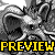 Pixelated grayscale image of a stylized animal head with large eyes and a rounded snout, overlaid with bold yellow text reading PREVIEW.
