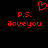 Red pixelated text and symbols on black background: 'P.S.' above 'iloveyou' with a heart symbol above the left 'P.S.'