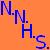 Pixelated text 'MNHs' in blue and purple hues on an orange gradient background with scattered pink and yellow pixels.