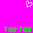 A static image with a bright pink background features a white pixelated heart shape at the top center and green text reading "T8Y-T8Y T8Y-T8Y" in blocky font near the bottom.