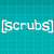 A 50x50 pixel animated contact sheet showing two frames of a Scrubs-themed buddy icon with text and color-blocked backgrounds.