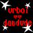 Black background with white stars and red text reading 'urboi' above two hearts and 'daddude' below, repeated in a pattern