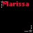 Red pixelated text 'Marissa' appears in three on a black background, with white and gray star-like symbols positioned above and below the text