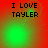 Four- of red and green gradient backgrounds with "I LOVE TAYLER" text and animated green light effects