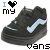 Animated sequence of black Vans sneakers with light blue accents, each paired with 'I ❤️ my' text and 'vans' label in varying color states.
