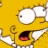 Yellow cartoon character with wide eyes, open mouth showing red tongue, and white teeth against solid yellow background.