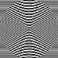 Black-and-white static icon with symmetrical pixelated wave pattern radiating from center, creating optical illusion effect on 121x121 canvas.