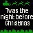 Pixelated green sleighs with reindeer and text reading "Twas the night before Christmas" on a black background, arranged in two mirrored