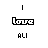A static pixel art icon with a black border and white background, featuring the text 'ALI' below a stylized shape.